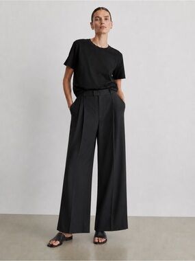 Bassike Australia black grill pleated wide leg pants size 4 US XL 10 career